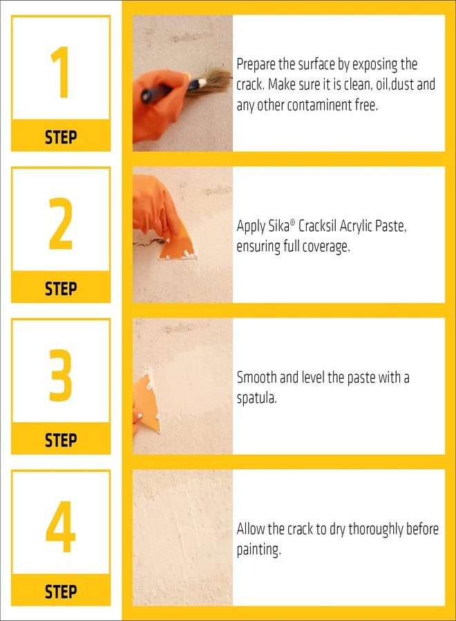 SIKA - Acrylic Paste - Sika Cracksil Acrylic Paste - Use putty for filling and sealing the cracks on roof and wall - Reay to use - Interior and exterior - White - 1kg - Image 4